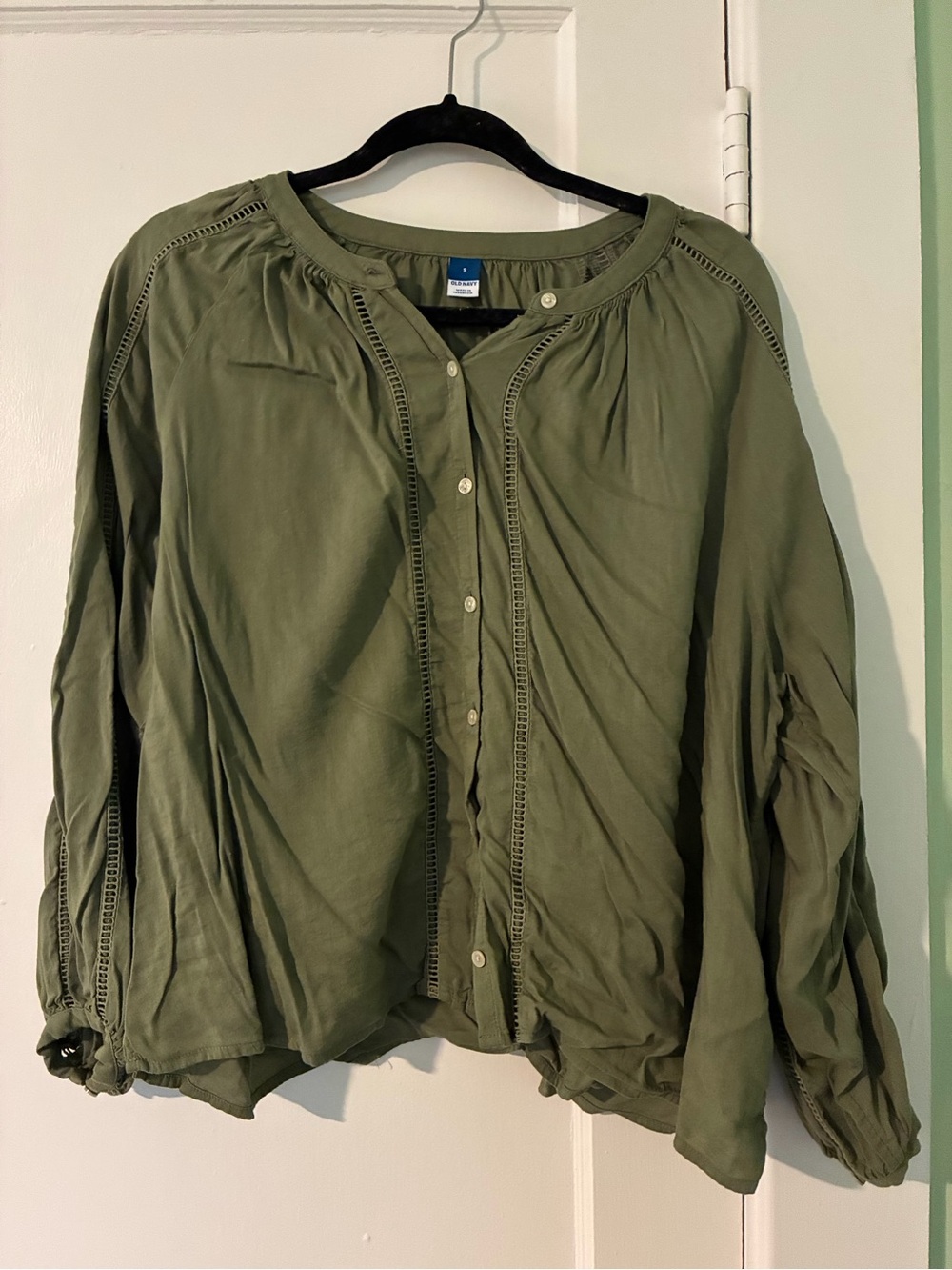 Old Navy Olive Green Button-Front Blouse